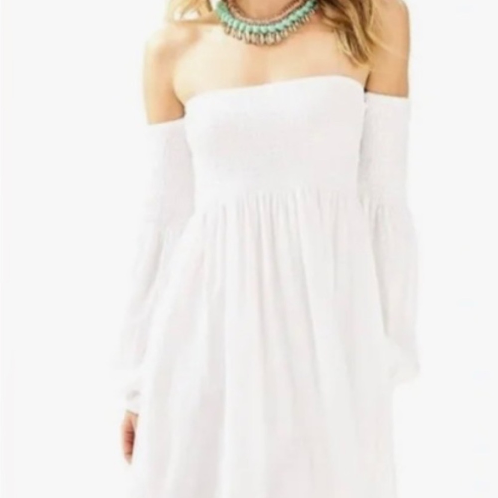 Lilly Pulitzer White Off-Shoulder Long Sleeve Dress